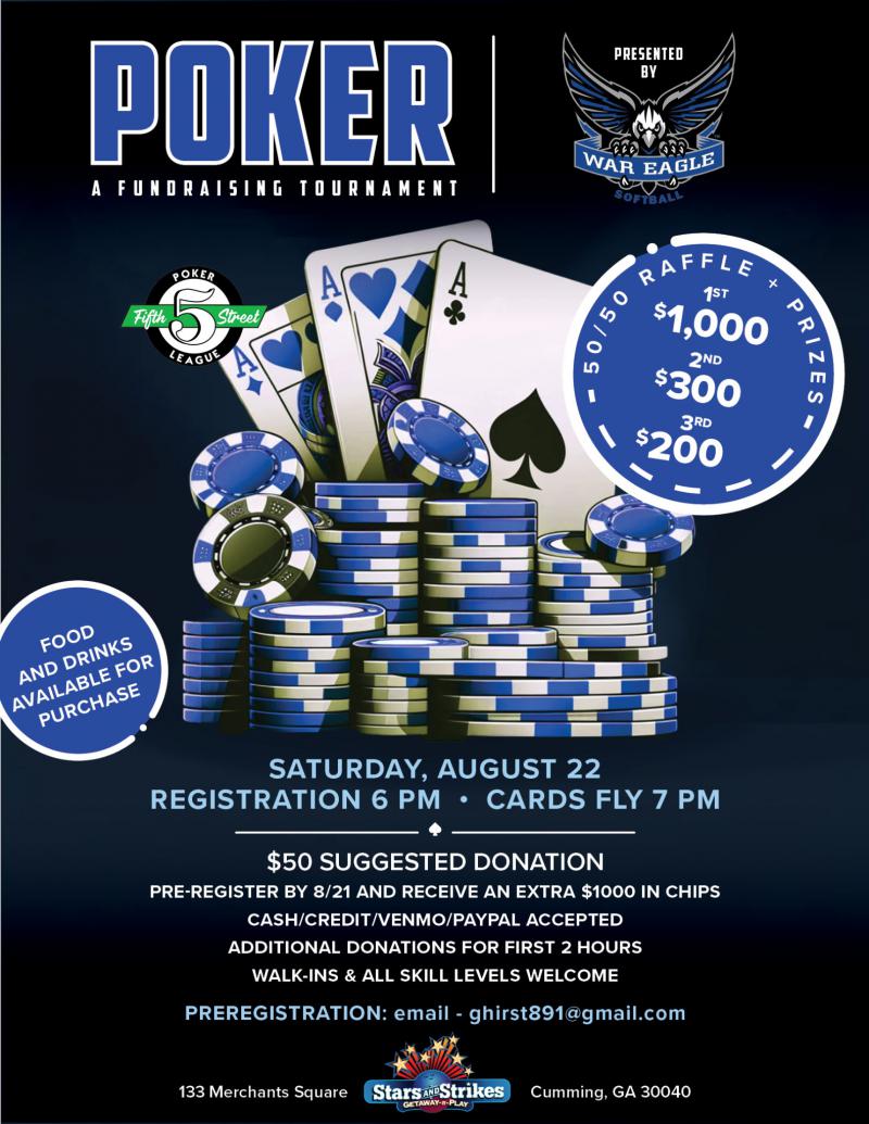 Poker Fundraising Tournament Presented by War Eagle Softball - Stars and Strikes at 5thstreetpoker.com